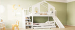Children's Bunk Bed 90x200 House Shape with Ladder & Slide, White