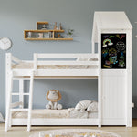 Children's Bunk Bed with Windows & Chalkboard, White Pine