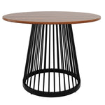 Round Dining Table 80x80cm 4-Person Walnut MDF/Black Metal Legs