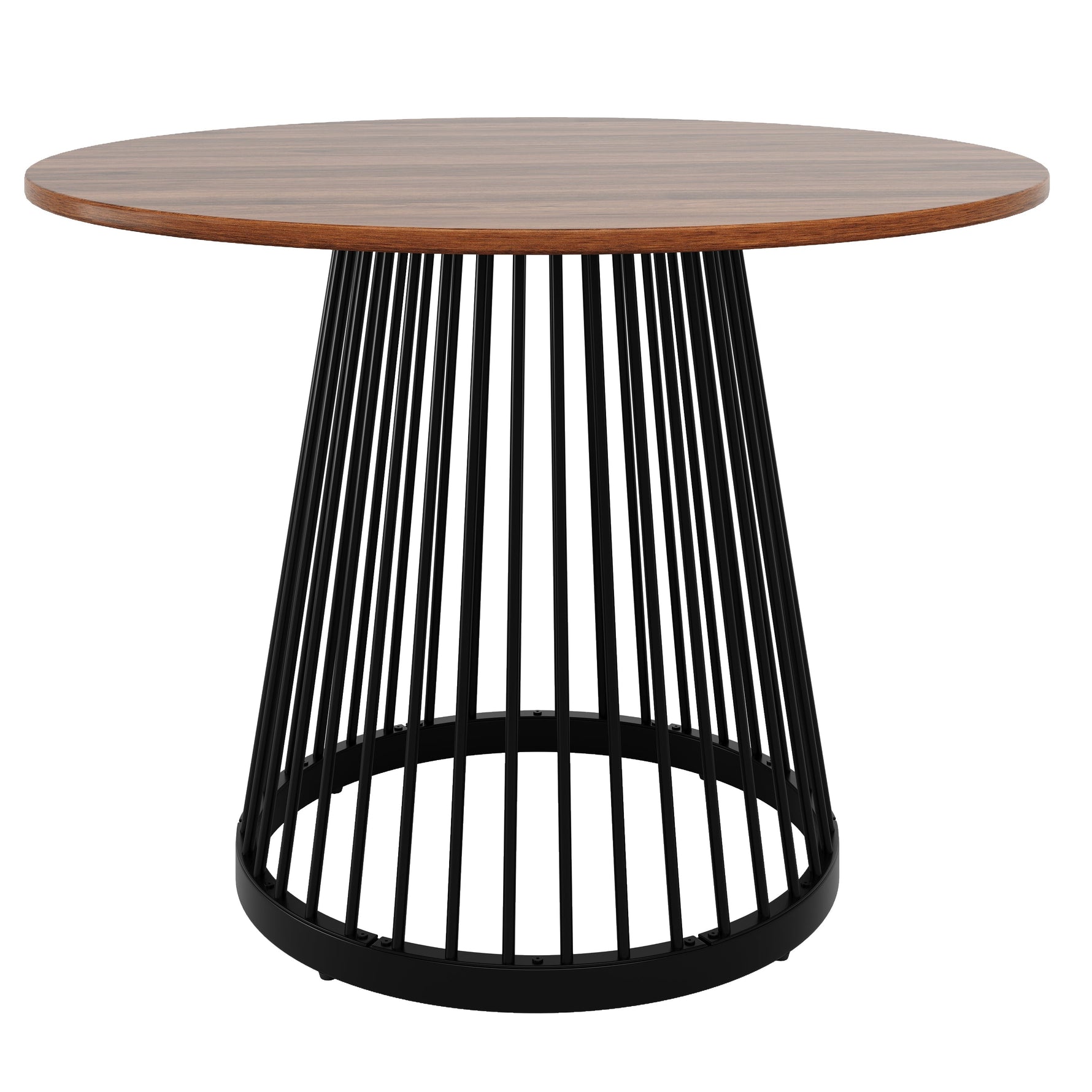 Round Dining Table 80x80cm 4-Person Walnut MDF/Black Metal Legs