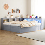 Sofa Bed 90/180x200cm with Hydraulic Storage & LED, Grey Wood