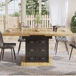 Extendable Dining Table 110-140x80cm 6 Person - Wood Grain