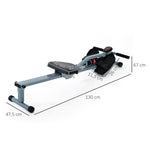 Rowing Machine, LCD Display, Steel+PVC, Gray