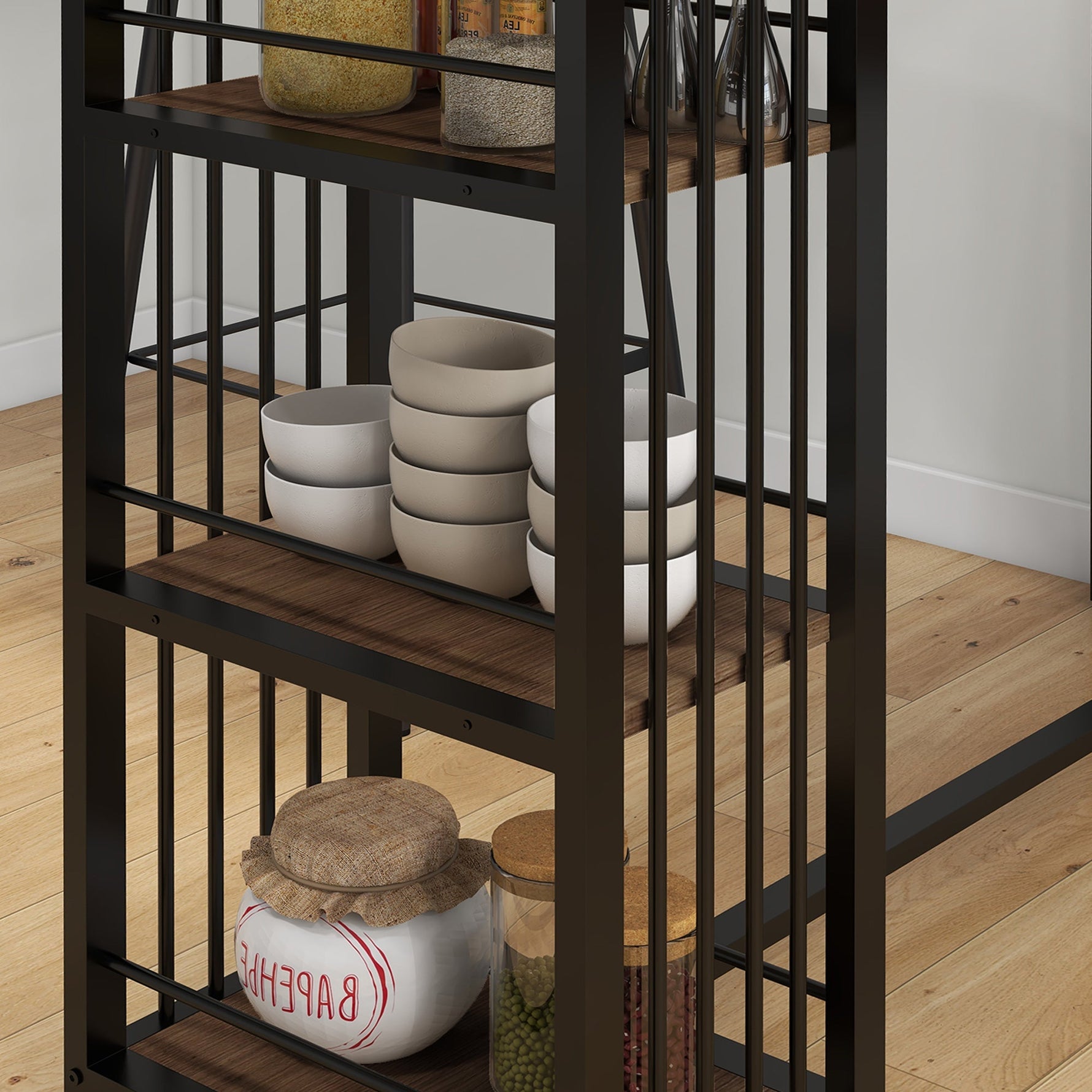 Bar Table, 3 Shelves, Kitchen, Steel Frame, Brown