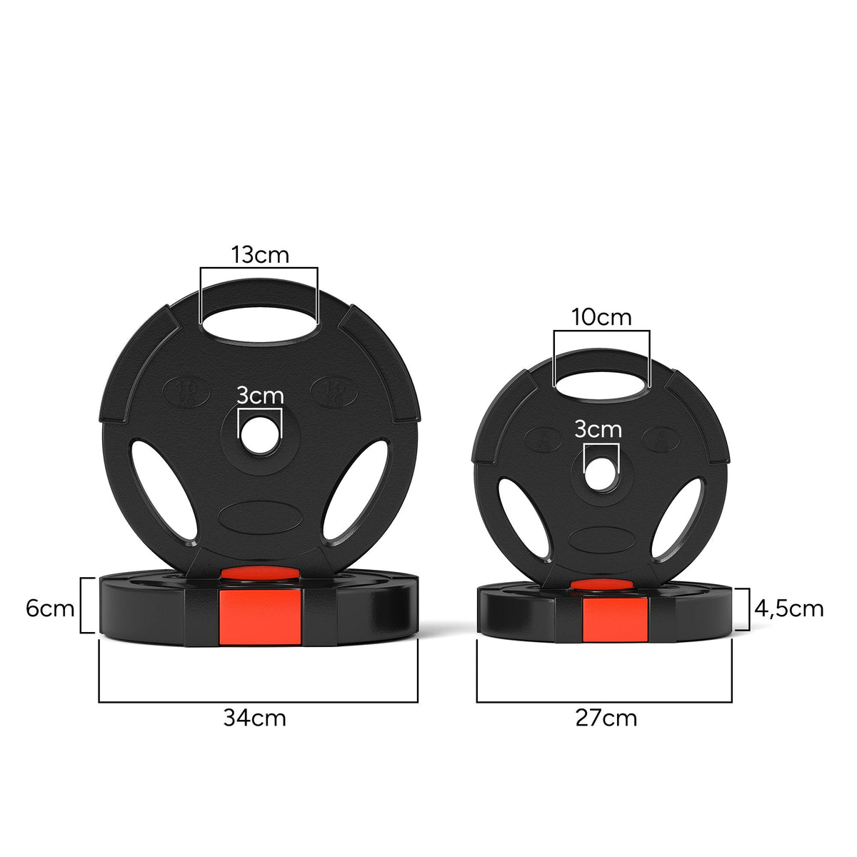 Dumbbell Weight Plate Set 4-Piece, 2x 5kg/10kg 30mm Bore, Black