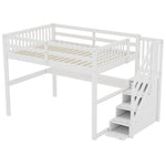 Children's Loft Bed 140x200cm with Storage Drawers & Desk, White