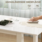 Extendable Dining Table, 120-160 x 70 cm, 4-6 People, High Gloss White MDF