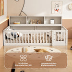 Daybed Sofa Bed 90x200cm Storage Compartment Railing - Pine Wood White