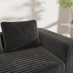 Boneless Deep Seat 2-Seater Couch No Assembly Foam Floor Sofa Plush Corduroy Black