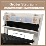 Upholstered Hydraulic Storage Bed 140x200cm LED Light, Beige