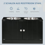 Dog Bowls, Elevated Feeding Station with 2 Stainless Steel Bowls, Black