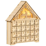 Advent Calendar, 24 Drawers, LED Lights, Natural Wood
