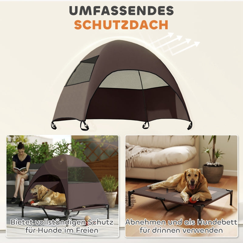 Outdoor Dog Bed, Roof Raised for Large Dogs, Coffee