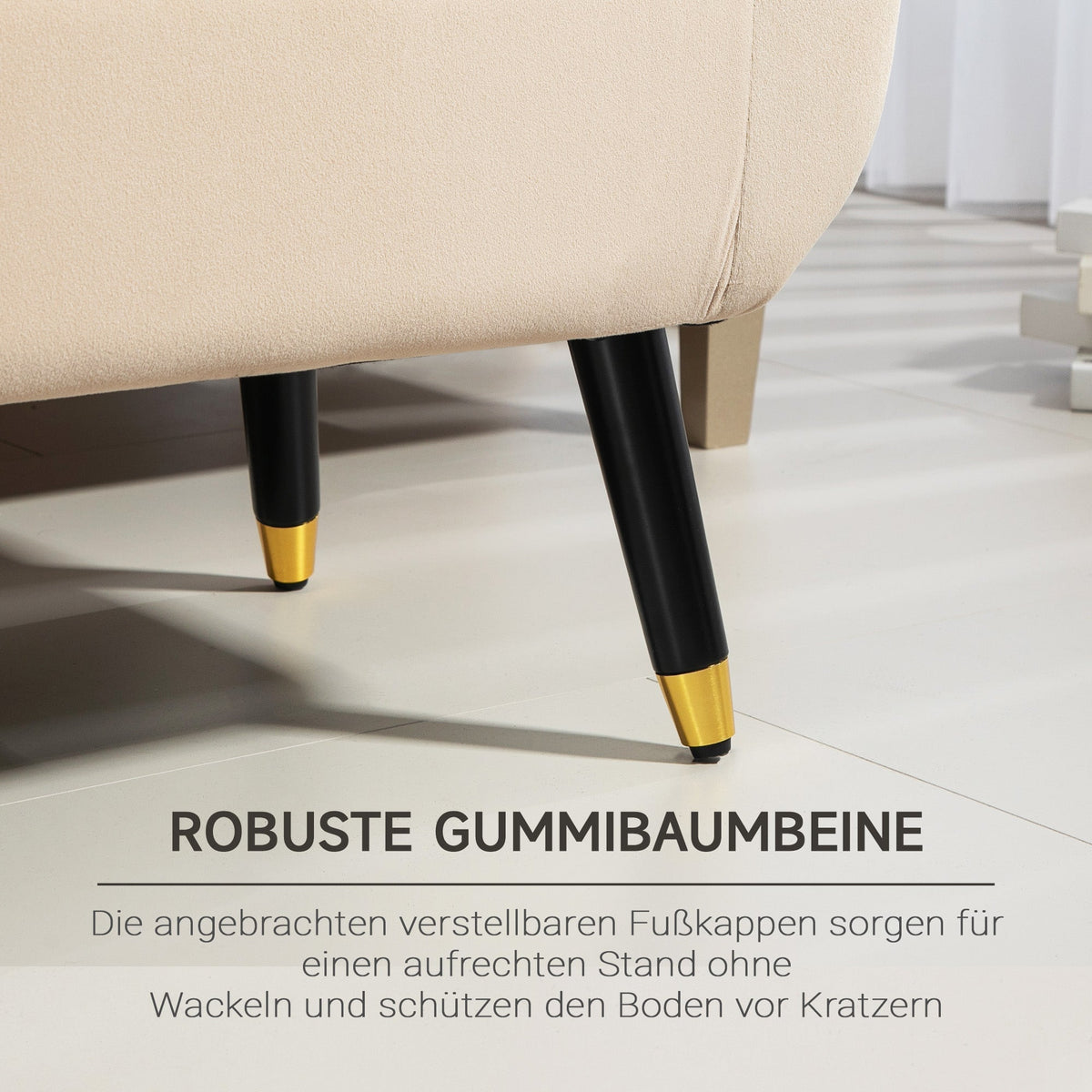 Luxury Upholstered Bench with Storage Armrests Chest Beige