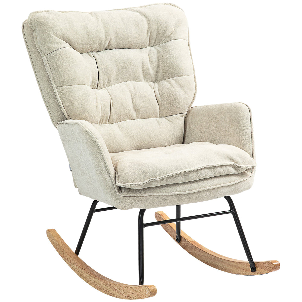 Rocking Chair, Armrests, Nursing, 120 kg Load Capacity, Chenille Look, Beige