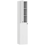 Wall-Mounted Bathroom Cabinet, 6 Shelves, Lacquered MDF, White