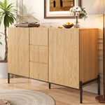 Modern Sideboard with Geometric Structure, Double Doors and Middle Drawer, Living/Dining Room Storage Cabinet