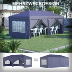 Folding Pavilion 5.85x2.95m UV Protection Side Walls Steel, Blue