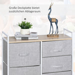 Chest of Drawers, 5 Fabric Drawers, Grey Fabric Wood Metal Frame