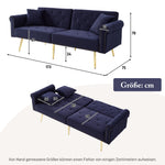 Sofa Bed, Modern 2-Seater, 3-Level Adjustable Backrest, Velvet