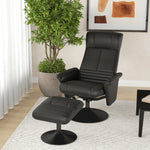 Recliner Chair with Footstool, Swivel Reclining TV, 150kg Load, Microfiber Cloth, Black