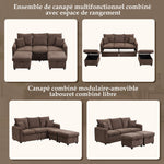 Multifunctional Corner Sofa, U-Shaped Three-Seater, Storage, Drawers & Ottoman, Sleeping Function, Chenille