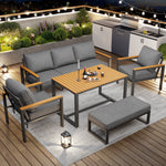 Garden Lounge Set for 6-7 People, Weatherproof Seating Group, Galvanized Iron Frame