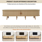 Living Room TV Cabinet with Storage, Round Table Top, 2 Drawers, MDF Wood Grain