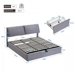Upholstered Bed 180x200 with Hydraulic Storage, Grey Velvet