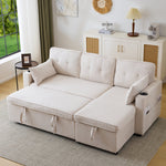 Sofa Bed L-Shaped Sleeping Function Storage Cup Holder Upholstered