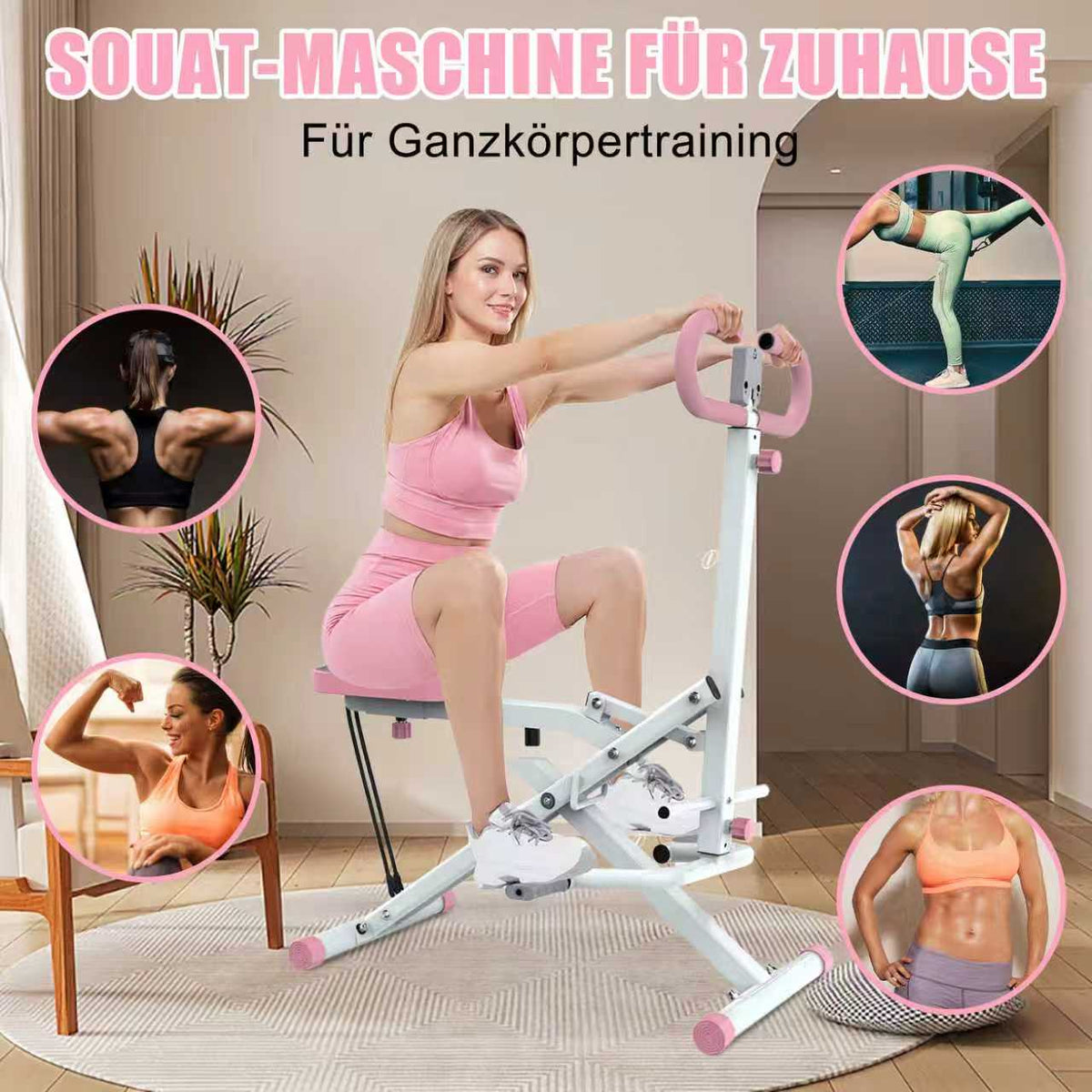 Squat Machine Foldable Glute Trainer Resistance Bands Home Use