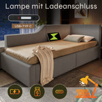 Upholstered Daybed 90x200cm, Sofa Bed with Hydraulic Storage, Reading Light, USB-C, Velvet Grey