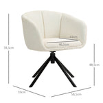 Armchair Lounge Chair, 360° Swivel with Armrests & Metal Legs, Linen Look Cream White