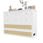 Mobile Wall Bed 140x200 Convertible Storage Drawers Shelf USB/Power Outlet - White