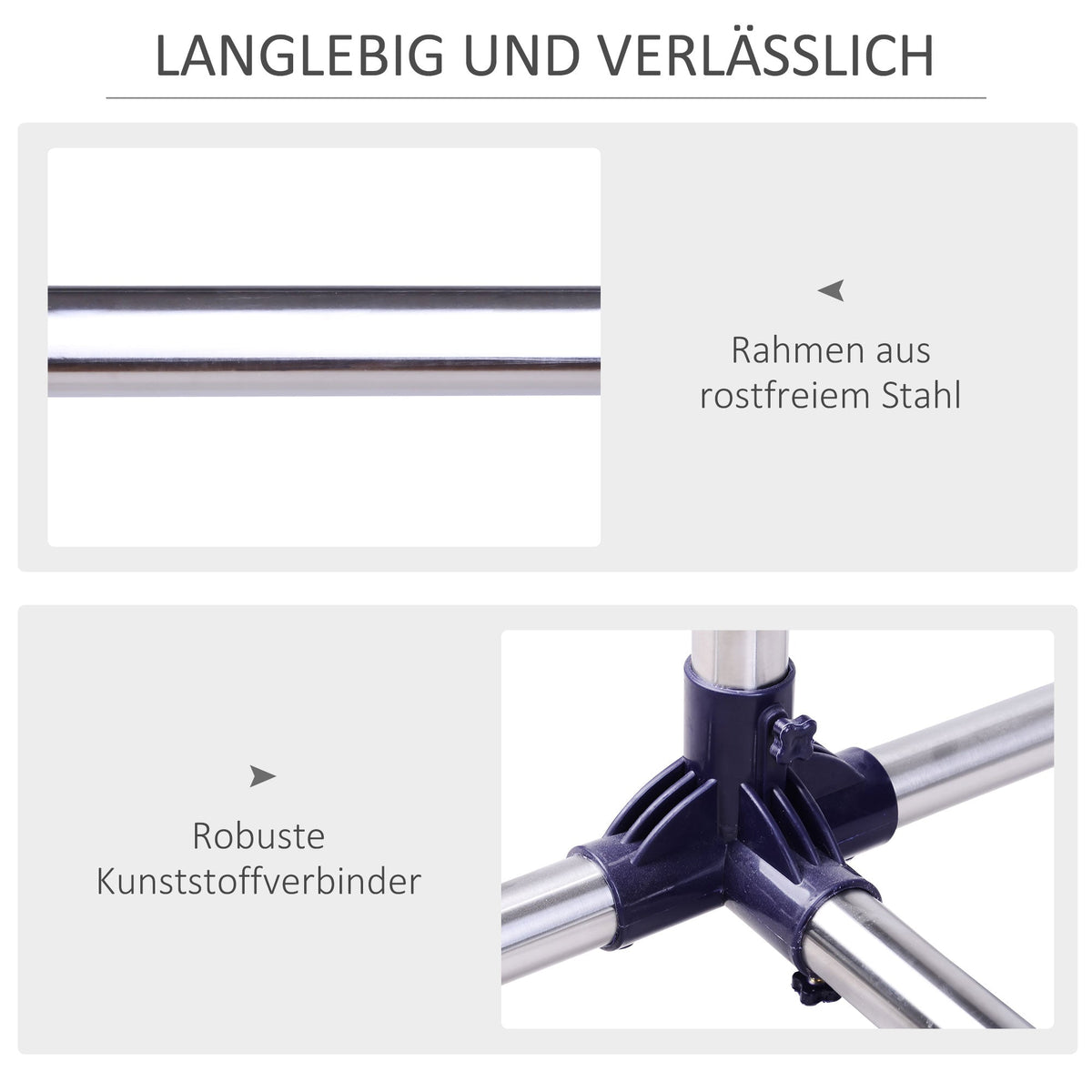 Coat Rack with Wheels, Height-Adjustable, Extendable Clothes Rail, Stainless Steel