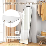Full-Length Mirror, Curved Standing, Shatterproof Glass, Aluminum Frame, Black