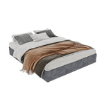 Modern Minimalist Bed Frame 160x200 with Mattress, Gray Velvet
