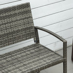 Garden Bench, Rattan Look 2-Seater Steel Frame 320kg Capacity, Grey