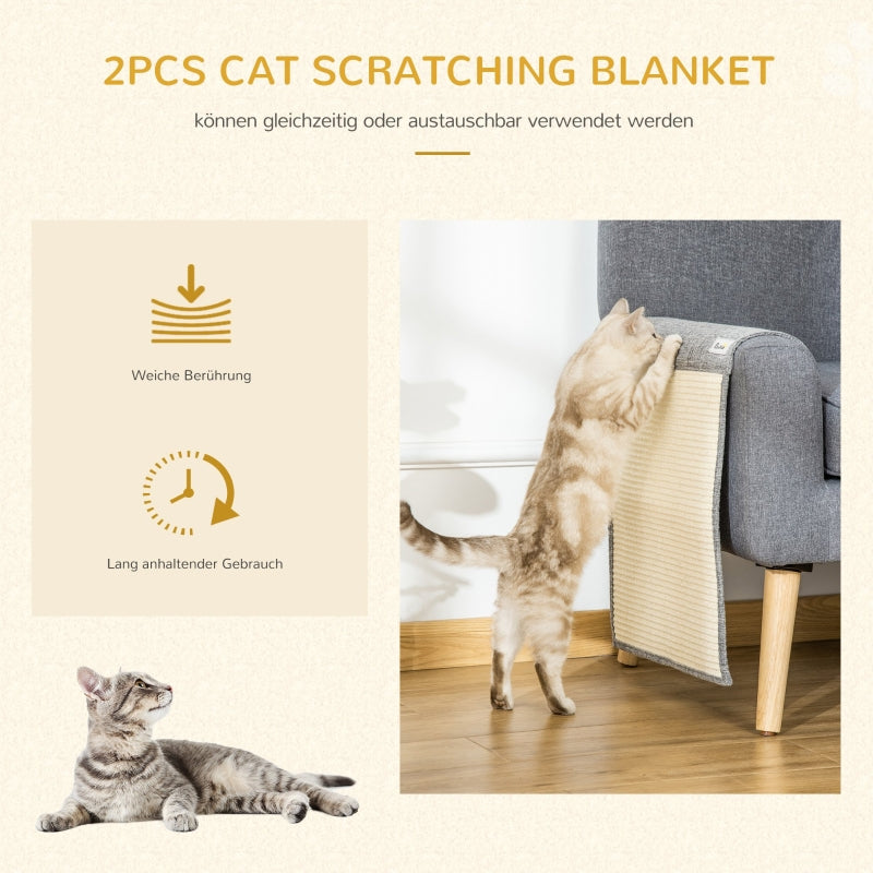 Scratching Mat, 2-Piece Sisal for Cats, Grey