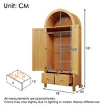 Wardrobe with Rattan Weave and 2 Doors, 181x78x45 cm, Oak Look