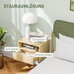 Hanging Bedside Tables, Floating Nightstand with Drawer, Natural Wood