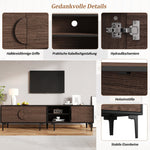 TV Cabinet Lowboard 180cm 2 Cabinets Open Shelves for 80 Inch TV - Dark Walnut