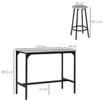 Bar Table with Stool Set, 5-Piece Industrial Design, Metal, Gray