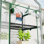 Greenhouse with Roll-Up Door and Shelves, Winter-Proof Steel Film, White