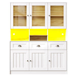 Tall Kitchen Cabinet 140x40x175cm Adjustable Shelves LED Lighting White/Black