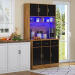 Multifunctional Buffet, 100x40x180cm with LED & App Control, Natural-colored/Black PB, MDF