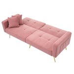 Sofa Bed Adjustable Angle Cushions Storage Pockets Gold Metal Legs