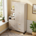 Compact Wardrobe, Hallway with Upholstered Panels & Shoe Cupboard, 110x186x38 cm