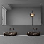 Frameless Bathroom Mirror 90x70 cm, Rounded Corners, Silver Glass