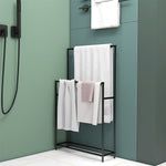 Towel Rail, Freestanding with 2 Rails, Metal, Black